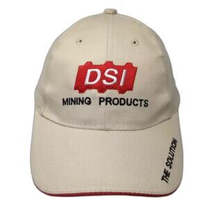 DSI Mining Products Baseball Cap Hat Beige Red OS Embroidered Slideback Solution